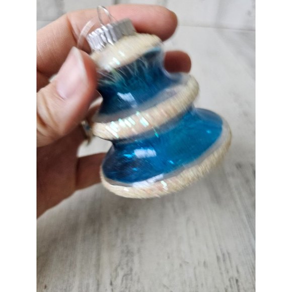 Radko tree tinsel glitter blue vintage ornament glass Xmas tree - Picture 4 of 9